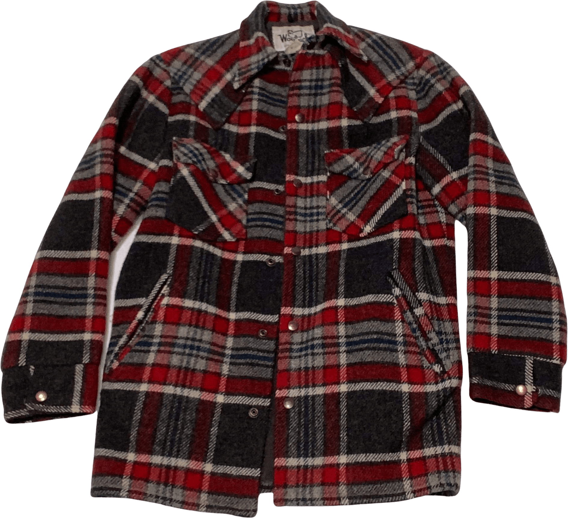 Vintage Lined Flannel Black and Red Plaid Jacket by Woolrich Shop