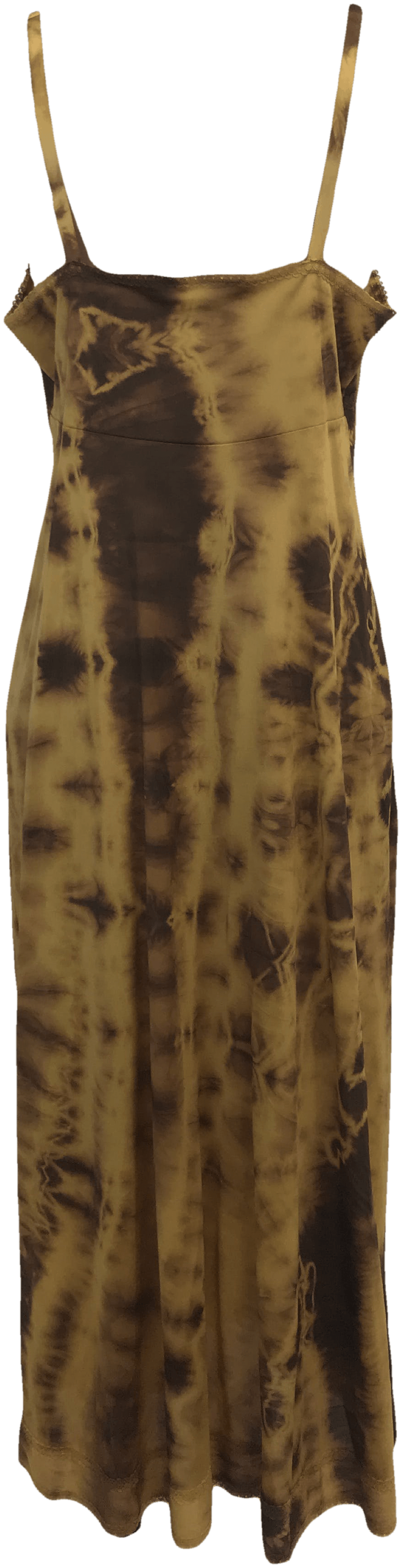 Vintage Yellow and Brown Tie Dye Maxi Slip Dress Shop THRILLING